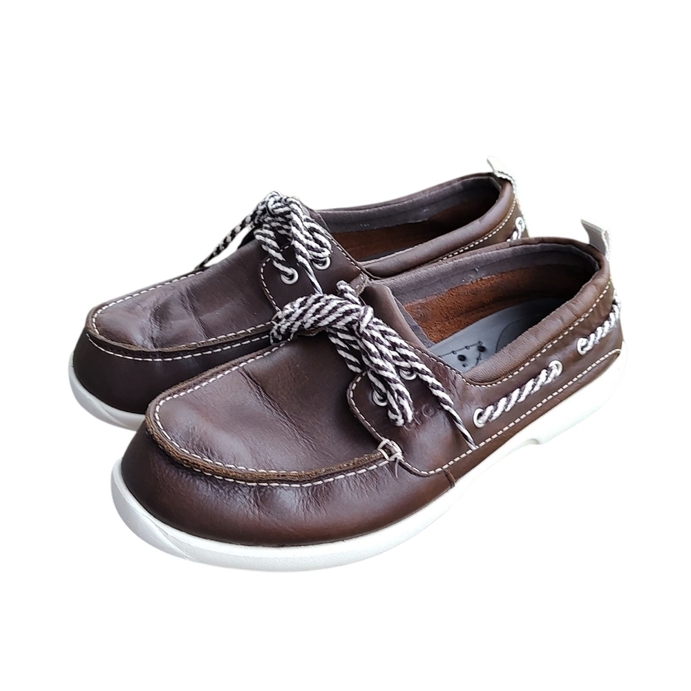 Crocs Chocolate Brown Leather Harborline Above Deck Boat Shoes